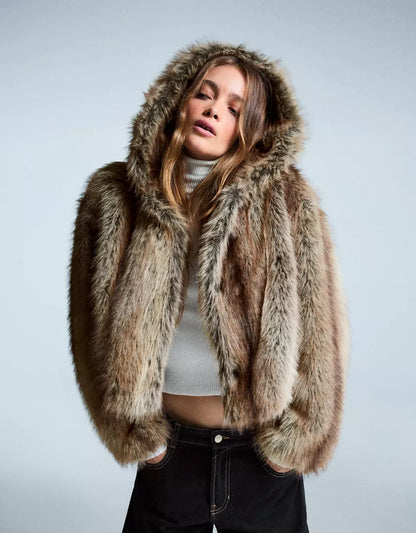Faux Fur Hooded Jacket