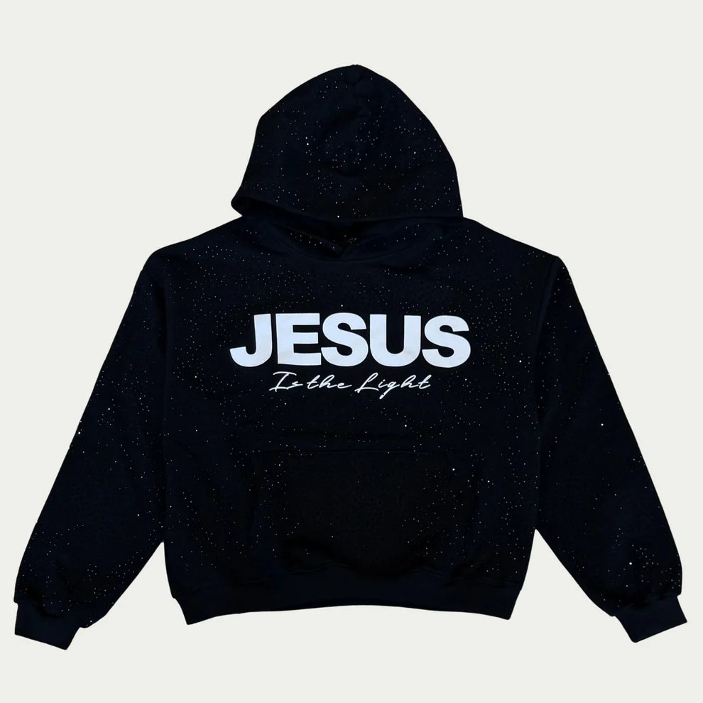 JESUS IS THE LIGHT RHINESTONE HOODIE