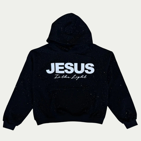 JESUS IS THE LIGHT RHINESTONE HOODIE
