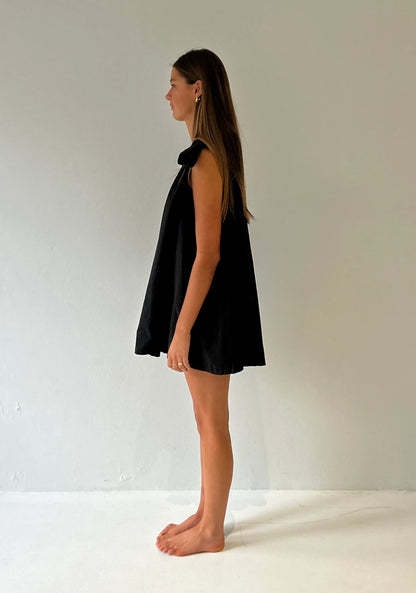 Noir Bow Mini Dress