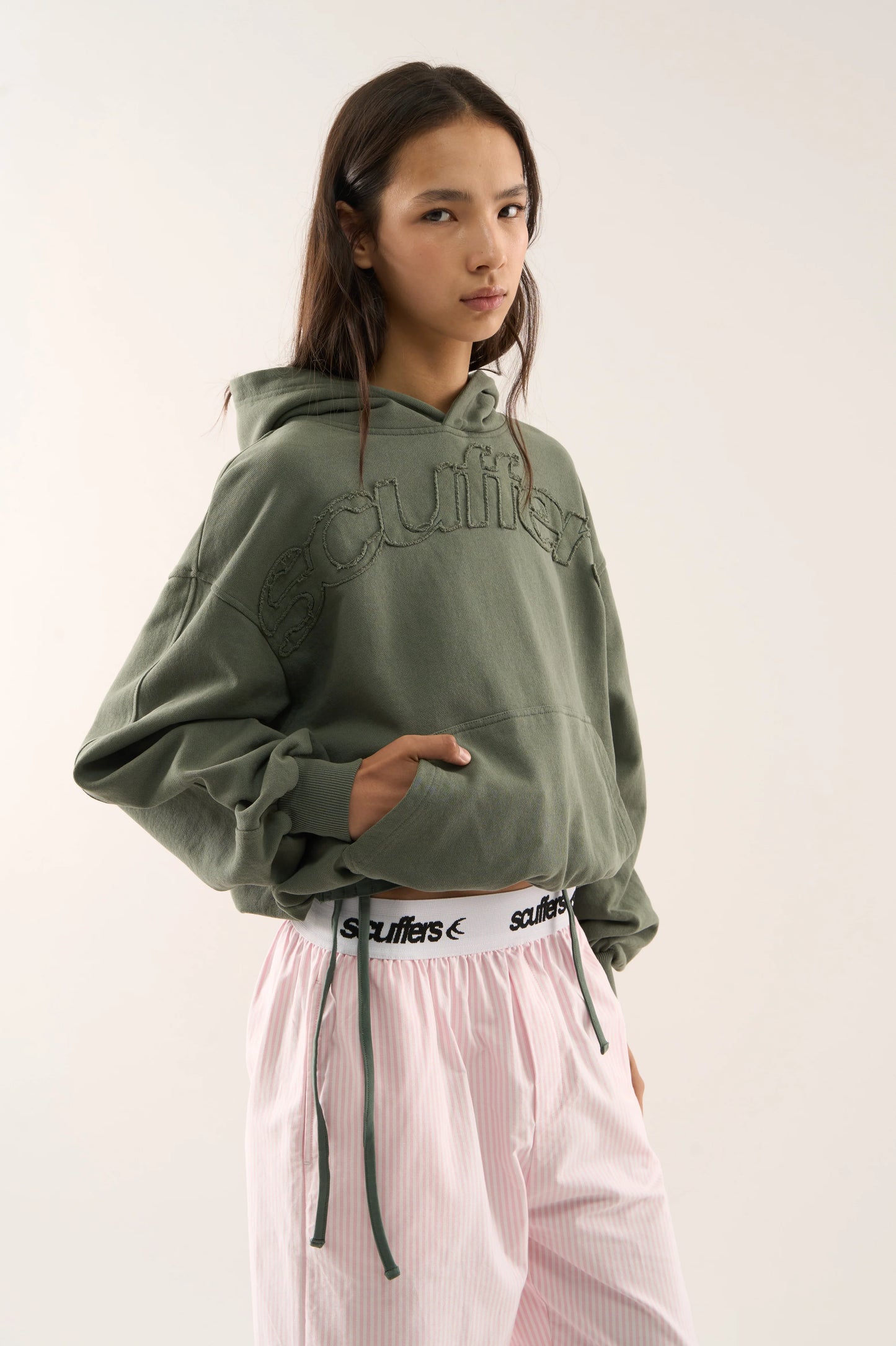 Scuffer Green Distressed Hoodie